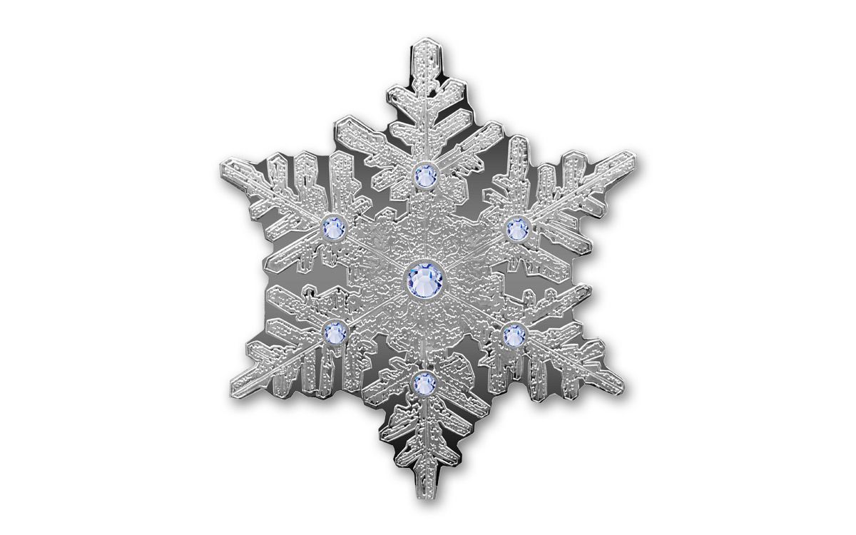 2021 Fiji $1 1/2-oz Silver Snowflake Shaped Coin BU w/Swarovski Crystals |  GovMint.com