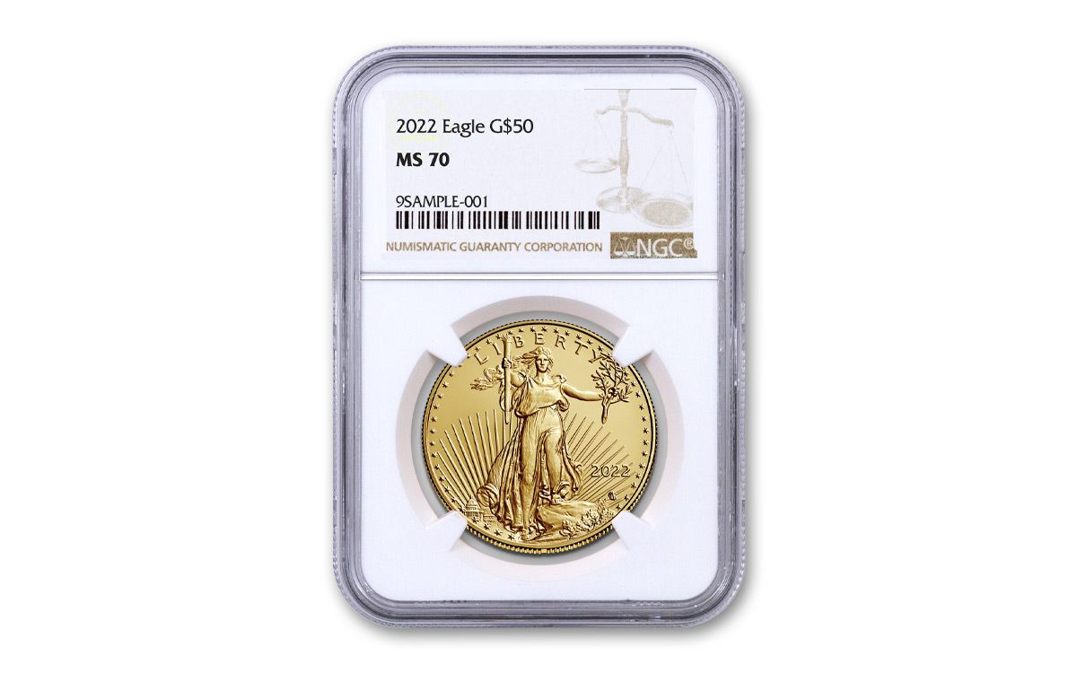 2022 $50 1-oz Gold American Eagle NGC MS70 w/Brown Label | GovMint.com