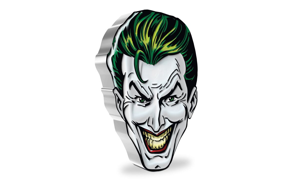 2022 Niue $2 1-oz Silver Faces of Gotham Joker-Shaped Colorized Proof |  GovMint.com