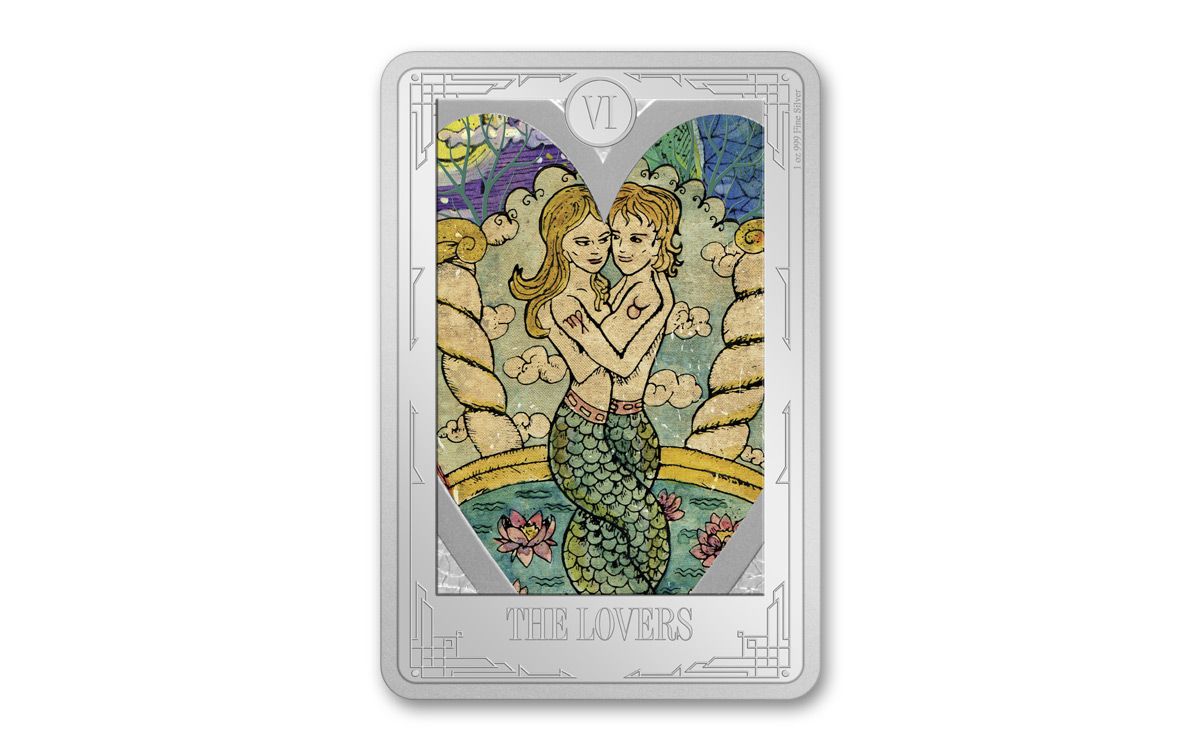 2022 Niue $2 1-oz Silver Tarot Cards – The Lovers Colorized Gem Proof |  GovMint.com
