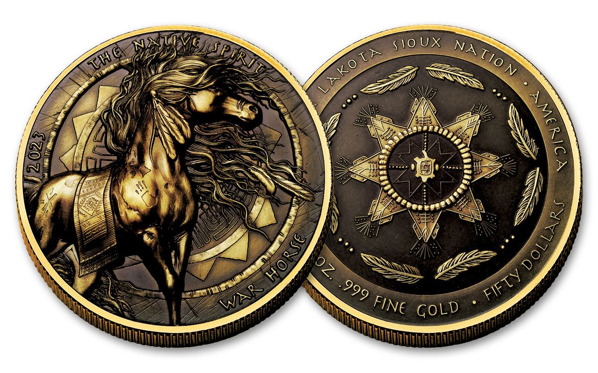 2023 Oglala Sioux $50 1-oz Gold Native American Spirit War Horse