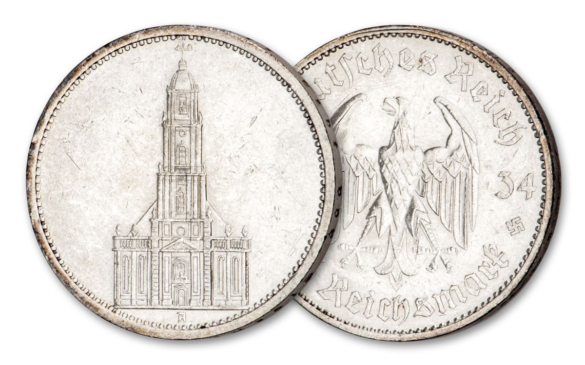 1934-1935 Germany 5 Reichsmark Silver Potsdam Church AU–UNC | GovMint.com