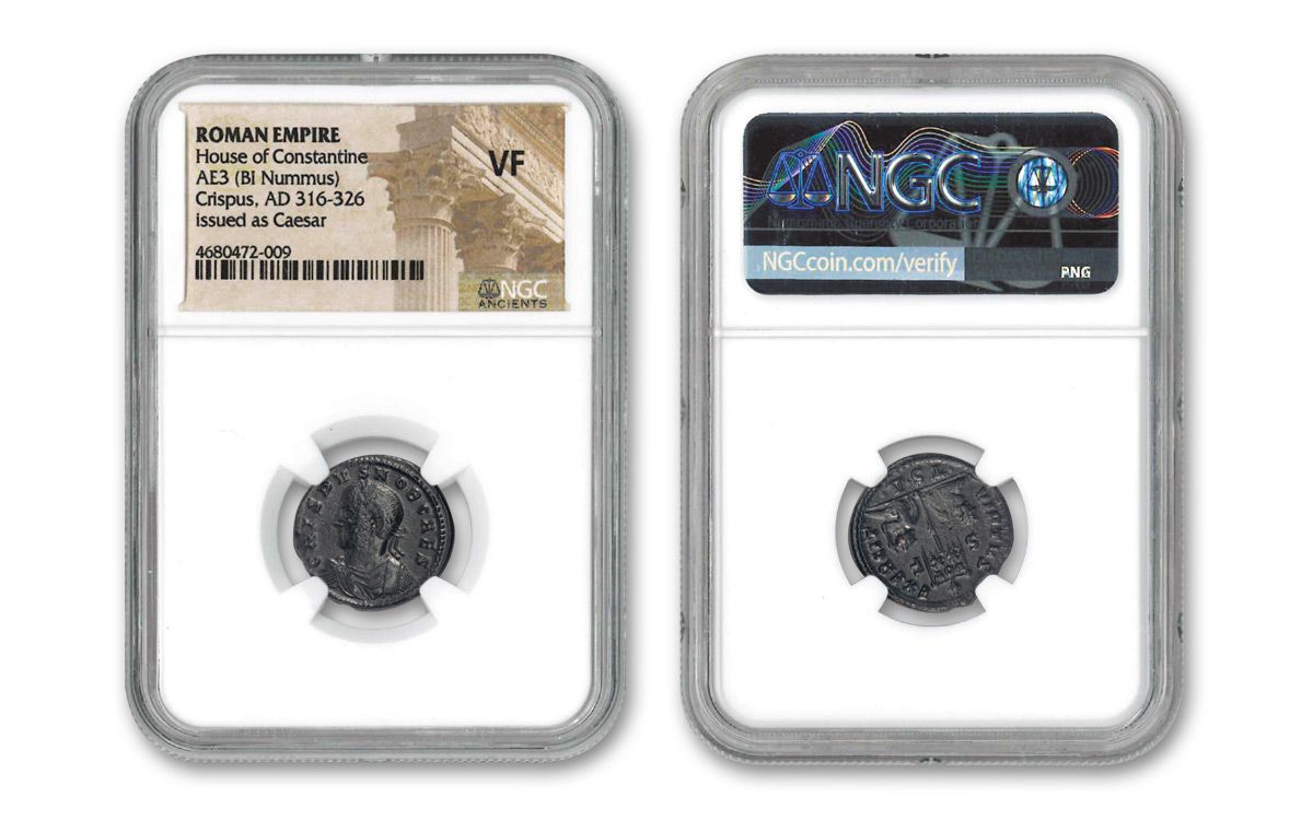 304–326 A.D. Ancient Roman Bronze Coin of Crispus NGC VF | GovMint.com