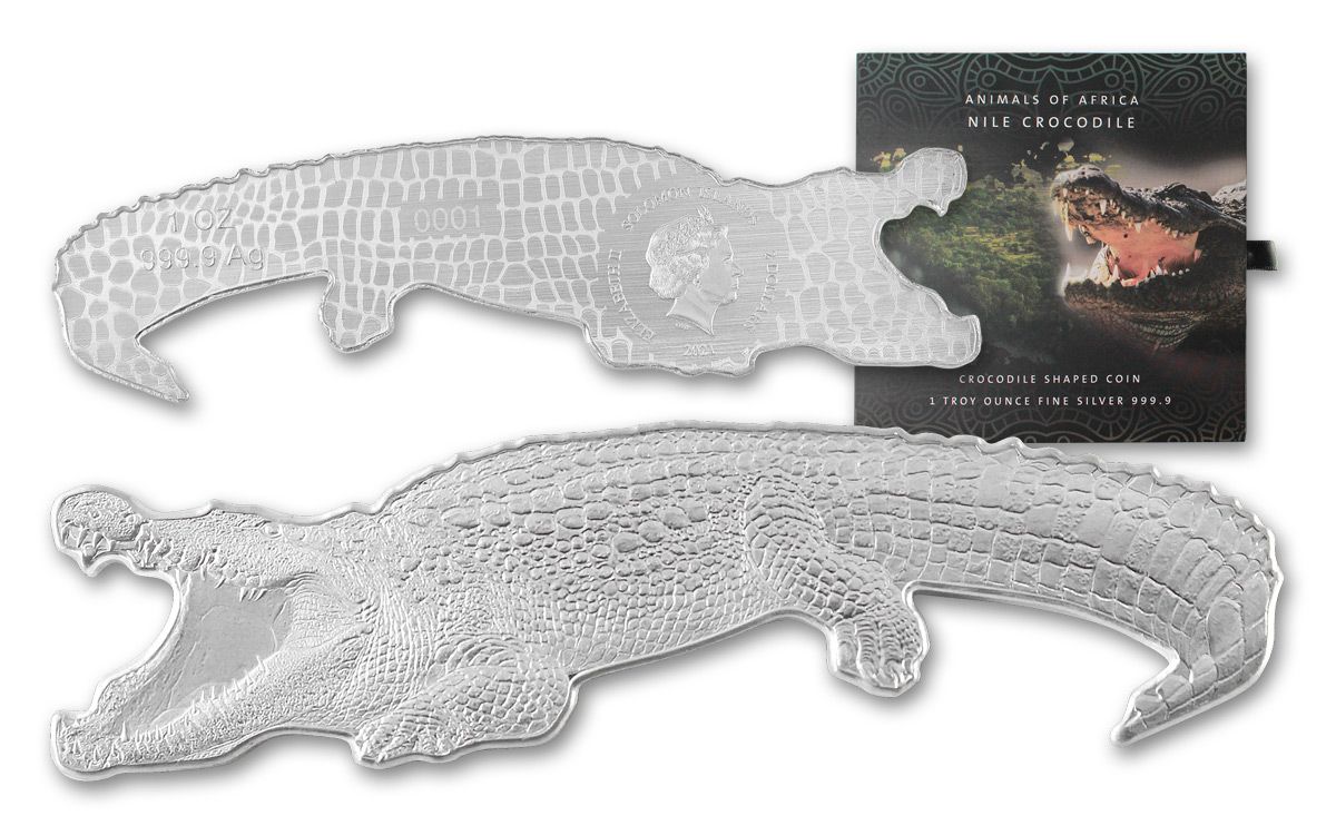 2021 Solomon Islands $2 1-oz Silver Animals of Africa: Nile Crocodile-Shaped  Reverse Proof | GovMint.com