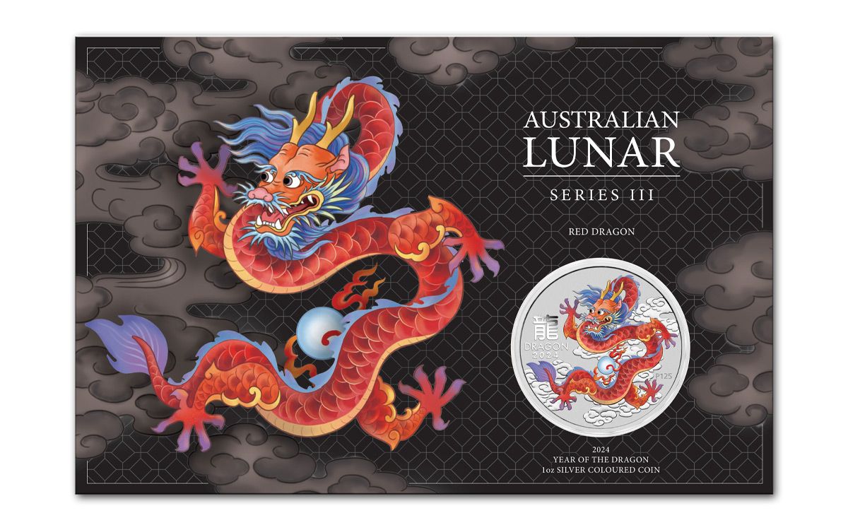 2024-P Australia $1 1-oz Silver Lunar Series III Red Dragon 