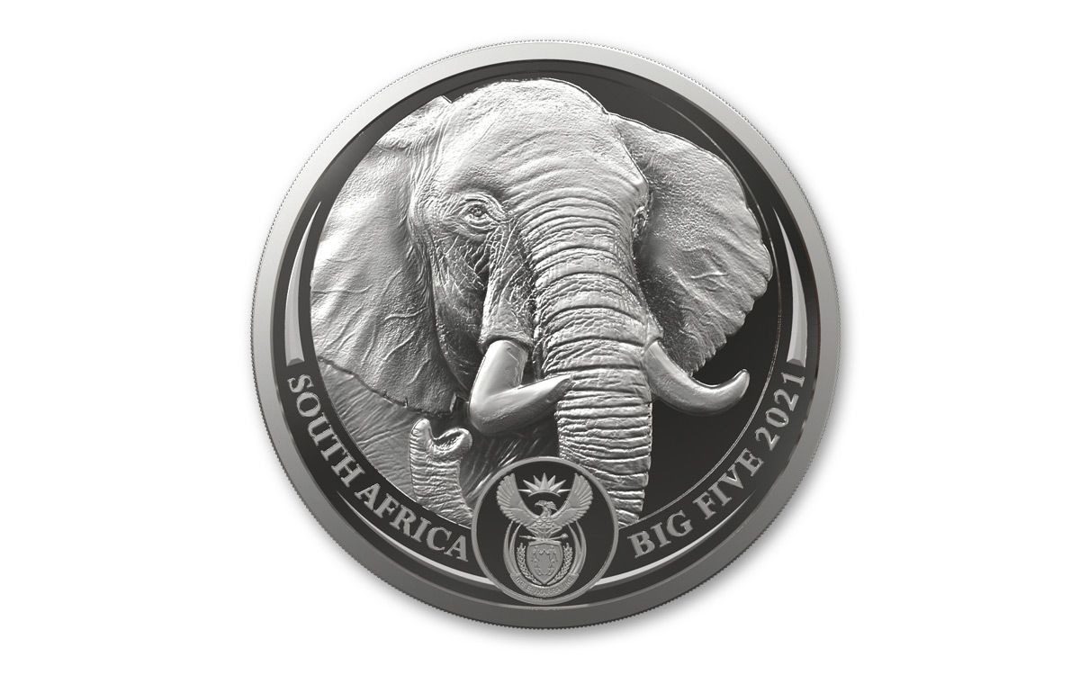 2021 South Africa 1-oz Silver Big 5 II Elephant Proof | GovMint.com