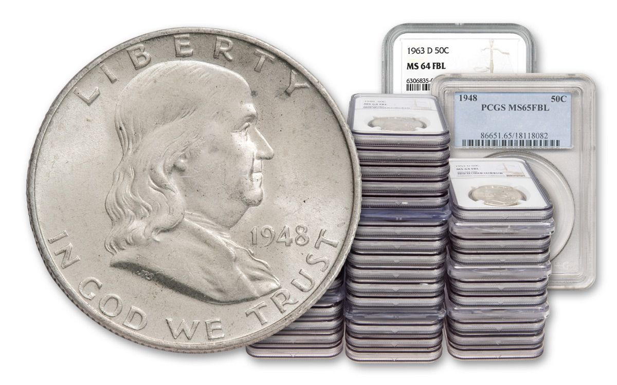1948–1963-PDS Franklin Silver Half Dollar 35-Coin Set NGC/PCGS
