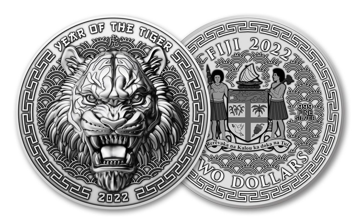 2022 Fiji $2 1-oz Silver Year Of Tiger UHR Uncirculated | GovMint.com