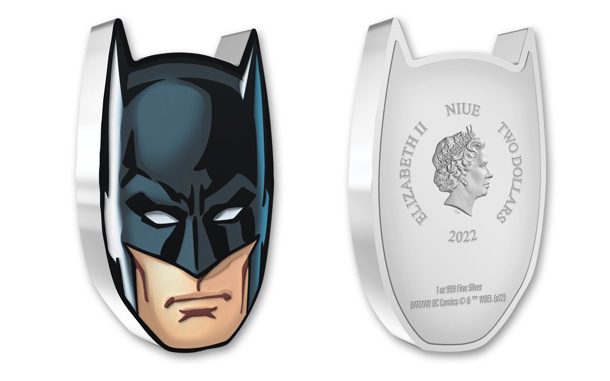 2022 Niue $2 1-oz Silver Faces of Gotham Batman-Shaped Colorized Proof |  GovMint.com