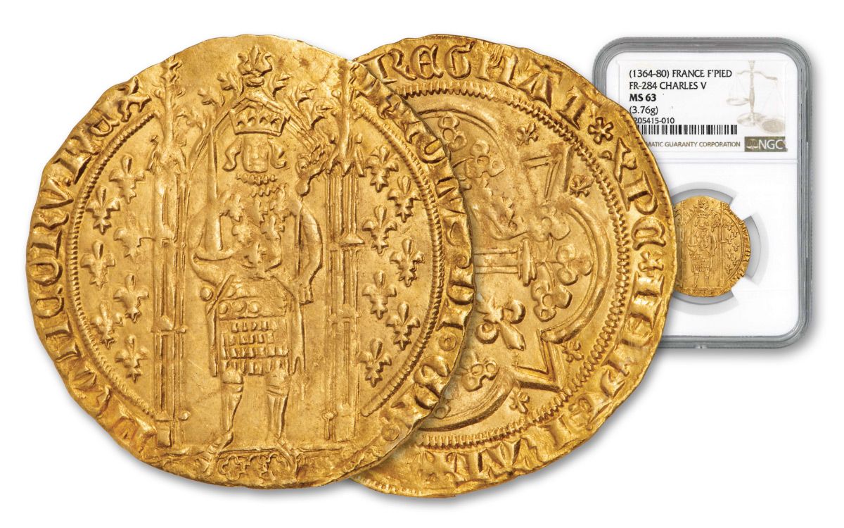 1364–1380 France King Charles V Gold F'Peid NGC MS63 | GovMint.com