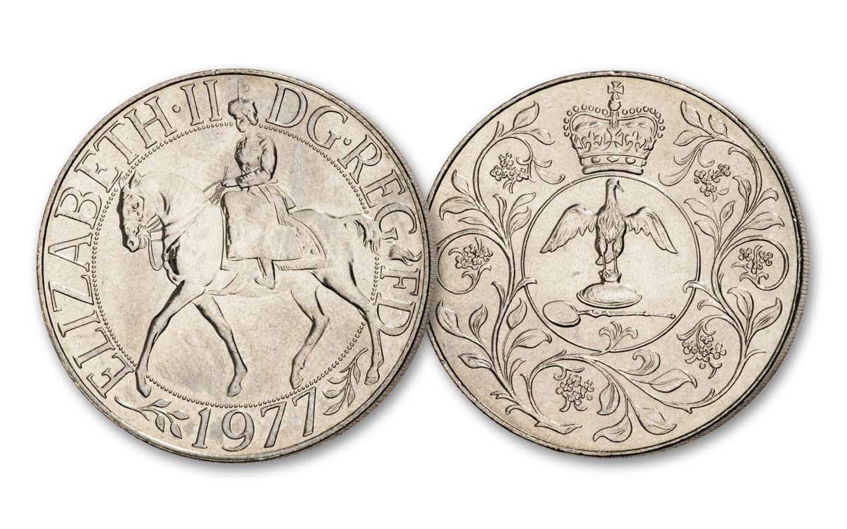 1977 Great Britain Crown Queen Elizabeth II Silver Jubilee Circulated  100-pc Roll| GovMint.com