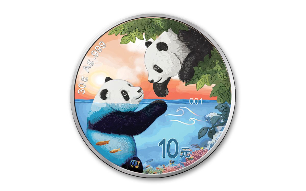2023 China 10 Yuan 30-gm Silver Four Elements Water Panda Ennobled BU