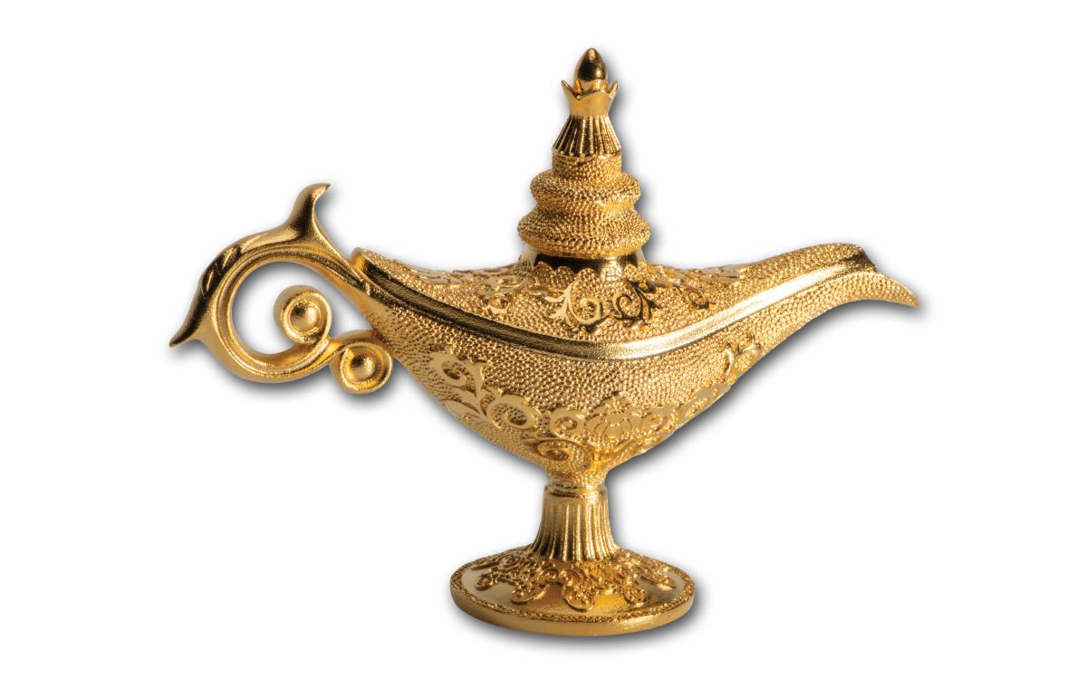 2023 Djibouti 250 Francs 5-oz Silver Aladdin's Magic Lamp w/Gold Gilding