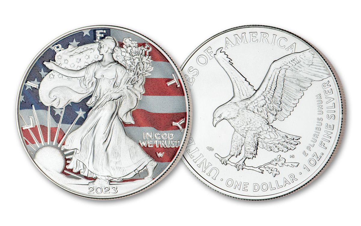 2023 $1 1-oz Silver Eagle Red, White & Blue Colorized BU