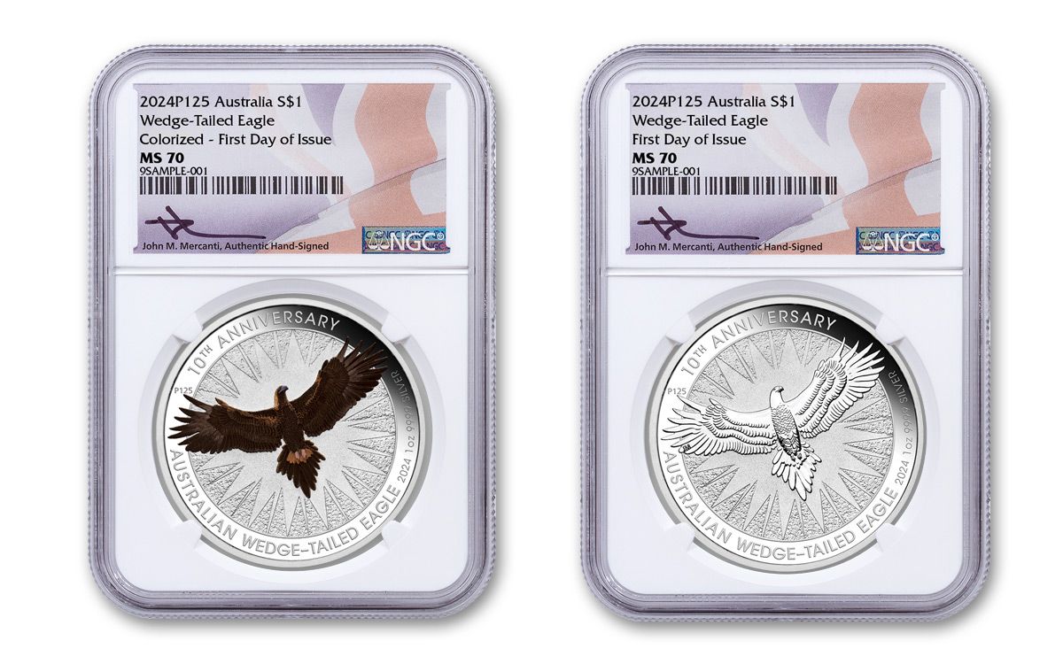 2024 Australia $1 1-oz Silver Wedge Tailed Eagle 2-pc Set BU 