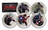 2015 Niue 2 Dollar 1-oz Silver Marvel Avengers 5 Piece Proof Set