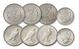 1921–1922-PDS Morgan & Peace Silver Dollar 6-pc Set BU