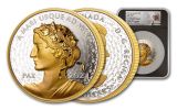 Canada 2024 Peace Dollar Ultra High Relief 5oz Silver Gilt Proof $50 Coin NGC PF70 FDI Exclusive Taylor Signed Label