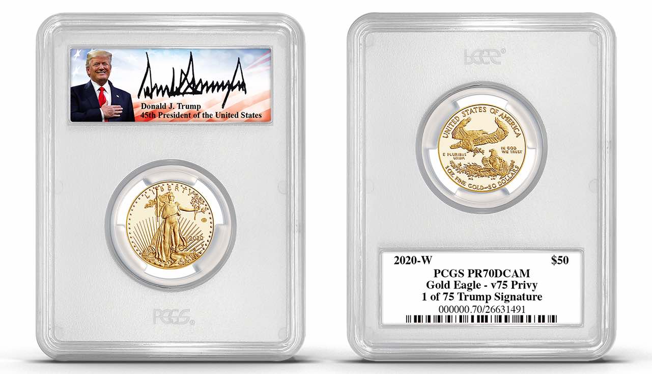 2020 V75 American Gold Eagle with Authentic Donald J. Trump Label